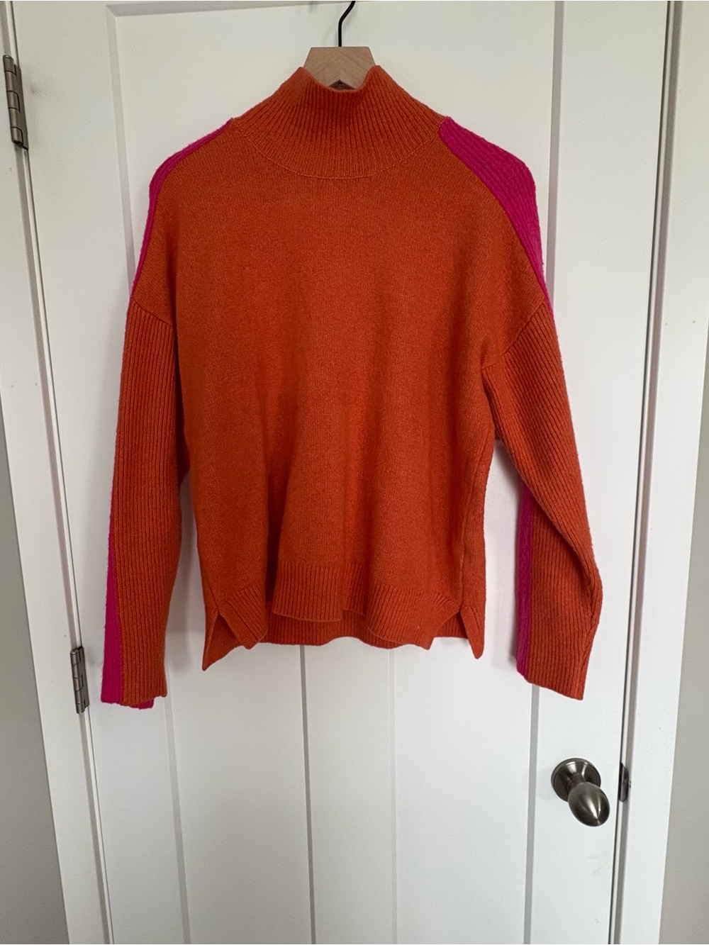 THML Orange Sweater with Pink Shoulder & Sleeve Accents